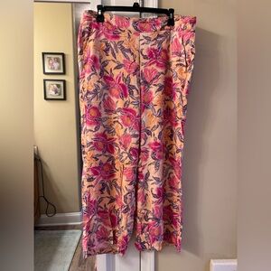 EUC Floral Print Pants in Pink and Orange